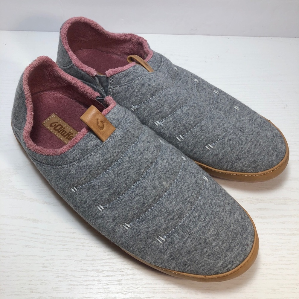 OluKai Lania Slip On Comfort Shoe Women's Size 10 Grey Pink Slipper